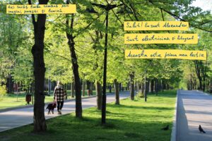 Alexandru învăță limba română în parc
